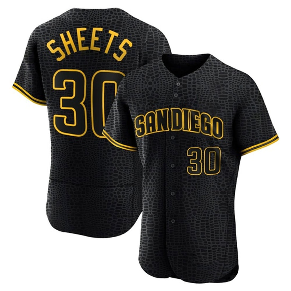 Silnrao S.Diego Padres #30 Gavin Sheets Player Black Snake Skin City Home Limited Elite Stitched Jerseys