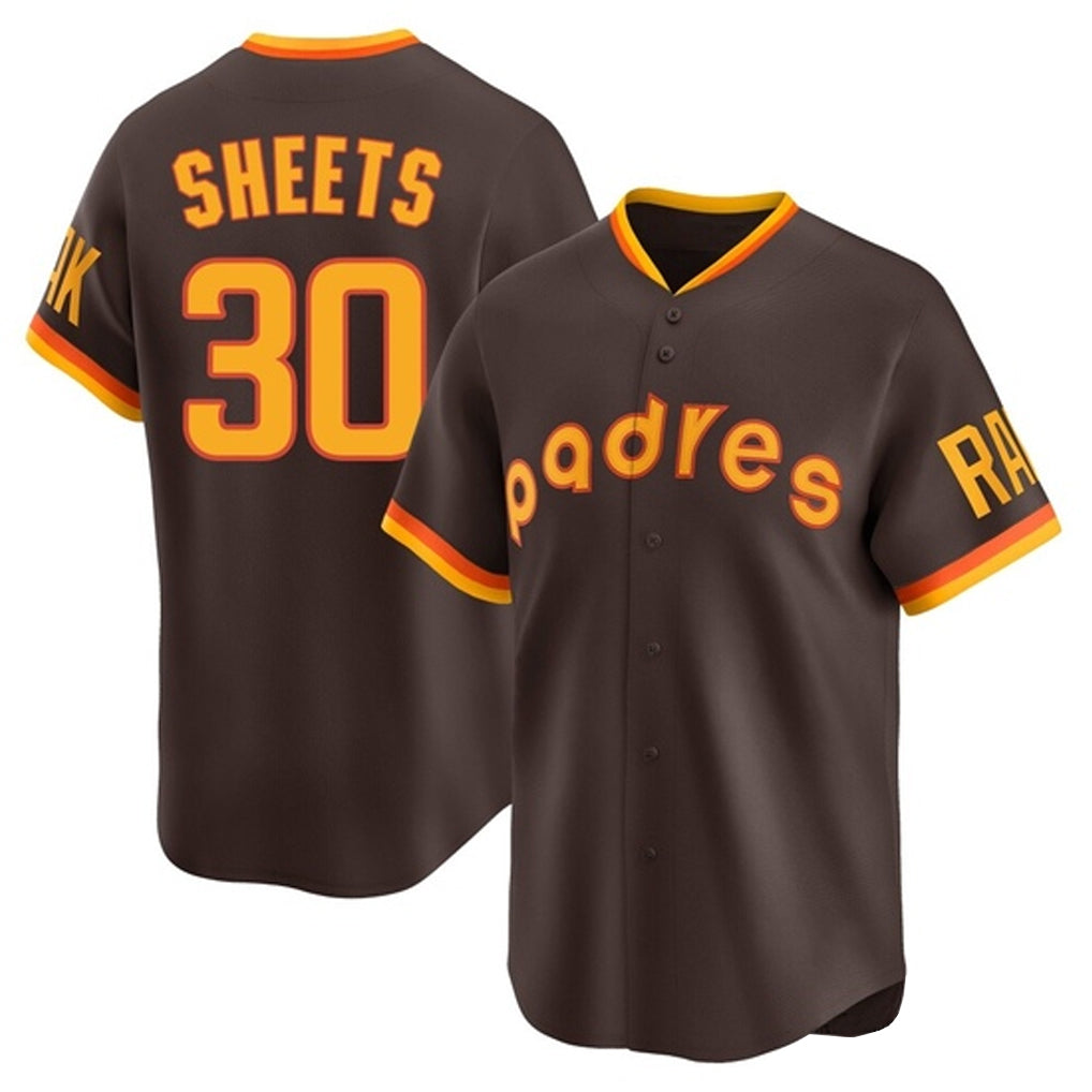 Silnrao S.Diego Padres #30 Gavin Sheets Player Brown Home Cooperstown Collection Replica Game Stitched Jerseys