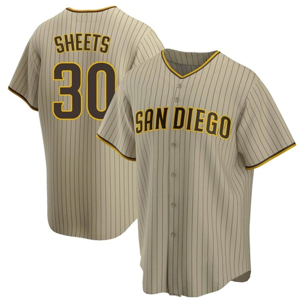 Silnrao S.Diego Padres #30 Gavin Sheets Player Khaki Home Game Stitched Jerseys