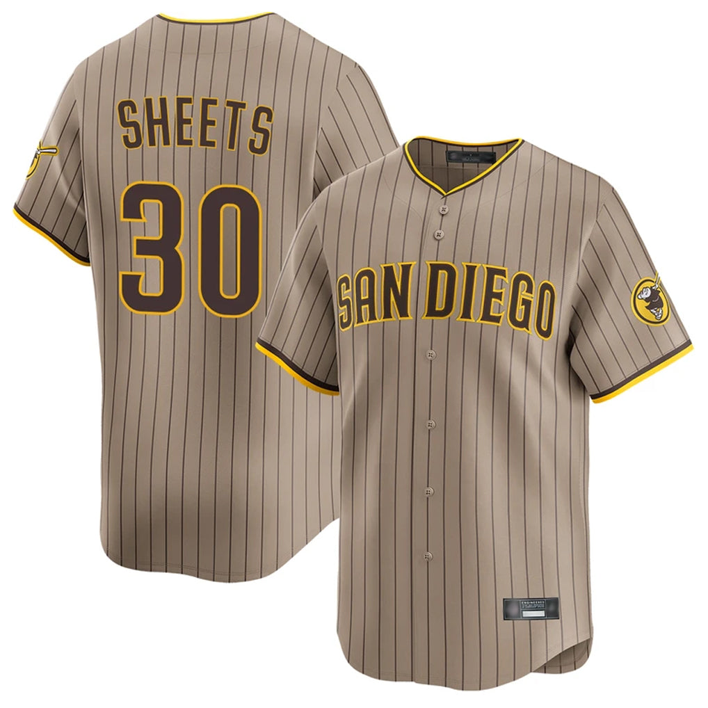 Silnrao S.Diego Padres #30 Gavin Sheets Player Khaki Home Limited Stitched Jerseys