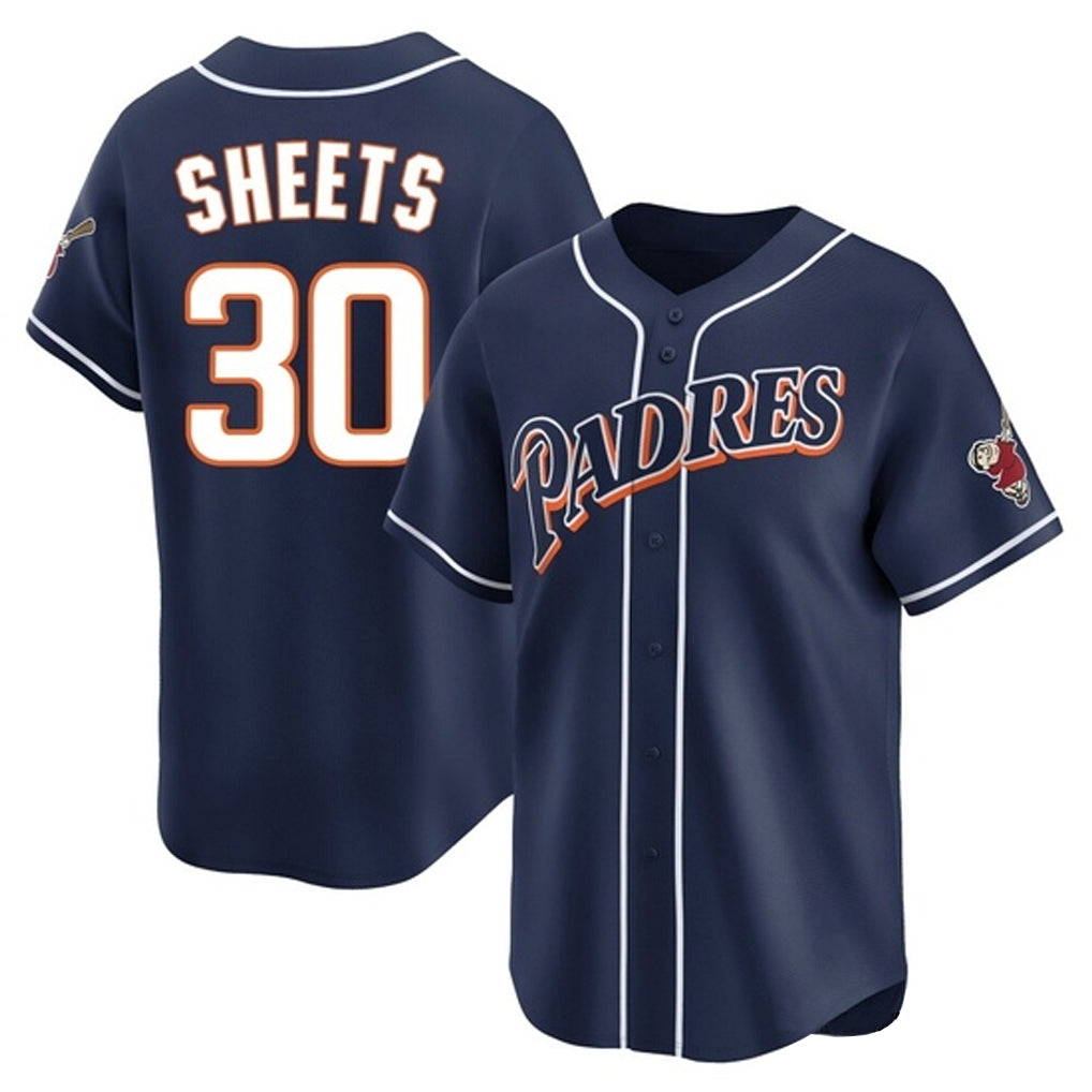 Silnrao S.Diego Padres #30 Gavin Sheets Player Navy Cooperstown Collection Limited Home Stitched Jerseys