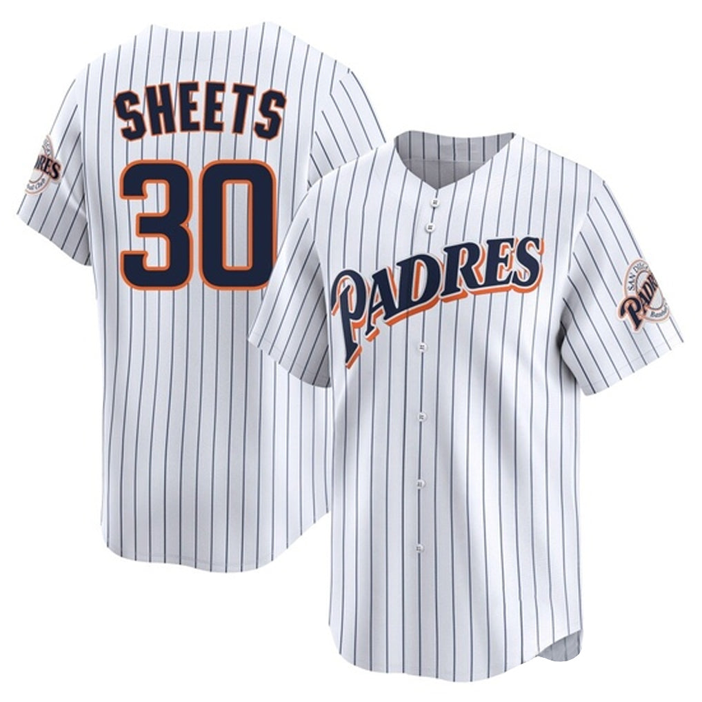 Silnrao S.Diego Padres #30 Gavin Sheets Player White Cooperstown Collection Limited Home Stitched Jerseys