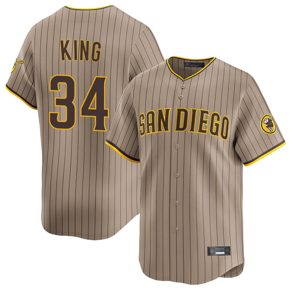 Silnrao S.Diego Padres #34 Michael King Player Khaki Home Limited Stitched Jerseys
