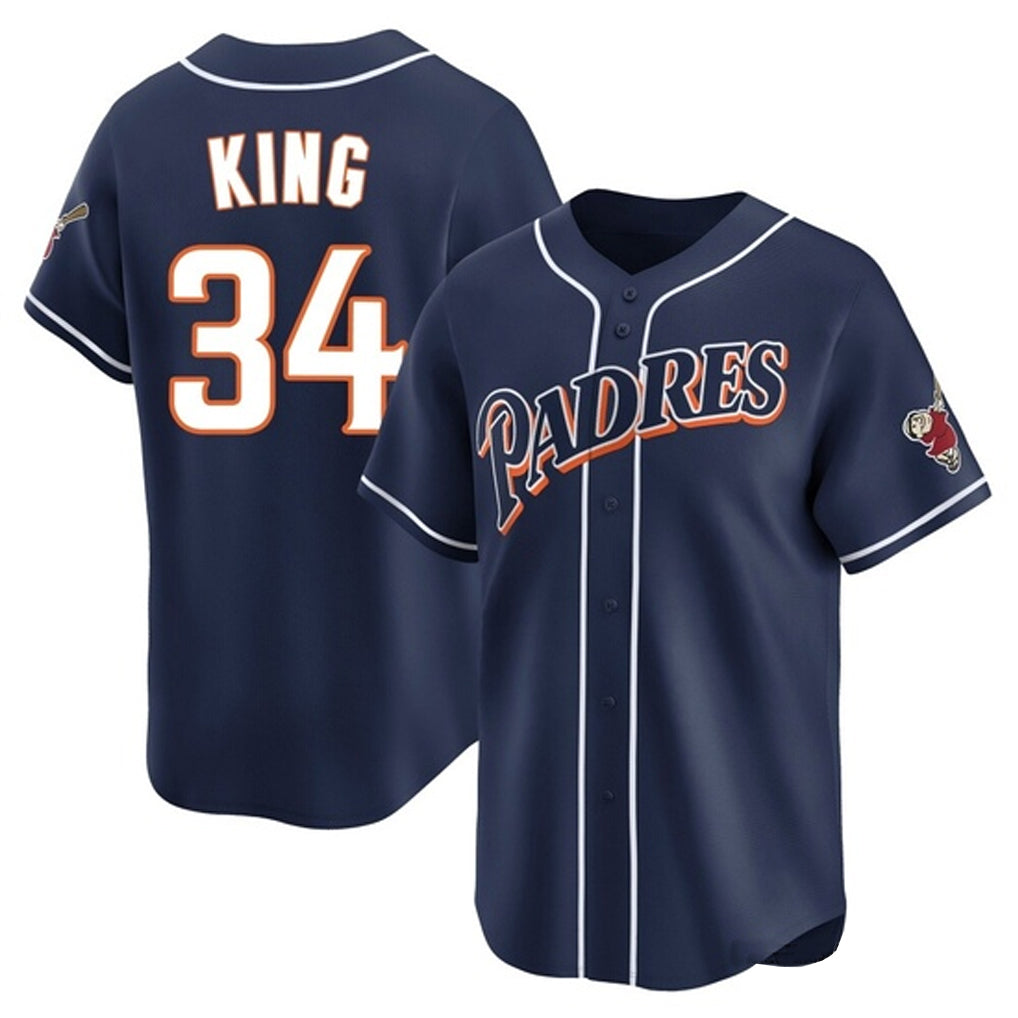 Silnrao S.Diego Padres #34 Michael King Player Navy Cooperstown Collection Limited Home Stitched Jerseys