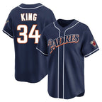 Silnrao S.Diego Padres #34 Michael King Player Navy Cooperstown Collection Limited Home Stitched Jerseys
