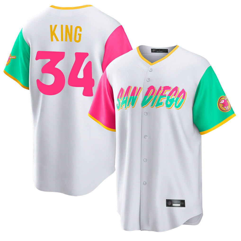 Silnrao S.Diego Padres #34 Michael King Player White City Connect Home Game Stitched Jerseys
