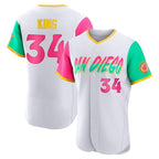 Silnrao S.Diego Padres #34 Michael King Player White City Connect Home Limited Elite Stitched Jerseys