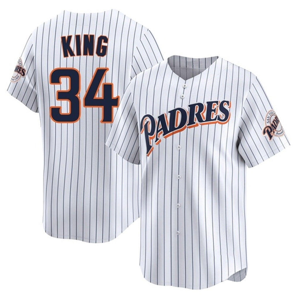 Silnrao S.Diego Padres #34 Michael King Player White Cooperstown Collection Limited Home Stitched Jerseys