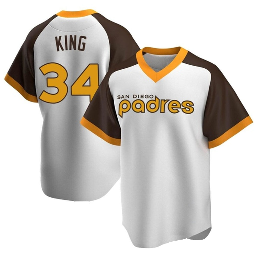 Silnrao S.Diego Padres #34 Michael King Player White Home Cooperstown Collection Replica Game Stitched Jerseys