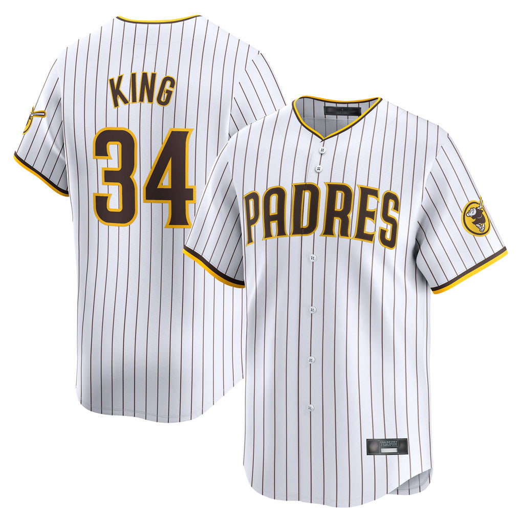 Silnrao S.Diego Padres #34 Michael King Player White Home Limited Stitched Jerseys