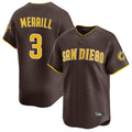 Silnrao S.Diego Padres #3 Jackson Merrill Player Brown Home Limited Stitched Jerseys