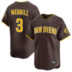 Silnrao S.Diego Padres #3 Jackson Merrill Player Brown Home Limited Stitched Jerseys