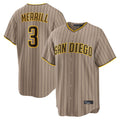 Silnrao S.Diego Padres #3 Jackson Merrill Player Khaki Home Game Stitched Jerseys