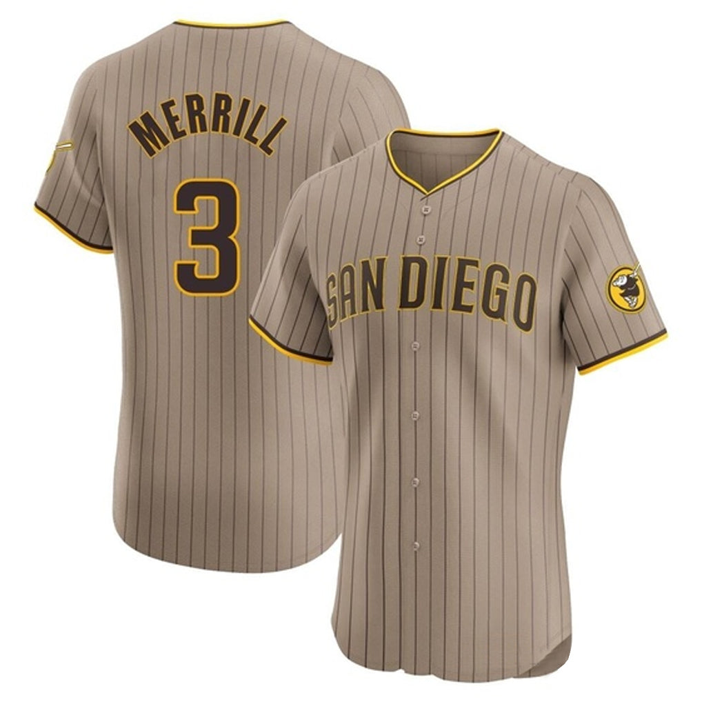 Silnrao S.Diego Padres #3 Jackson Merrill Player Khaki Home Limited Elite Stitched Jerseys
