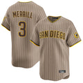 Silnrao S.Diego Padres #3 Jackson Merrill Player Khaki Home Limited Stitched Jerseys