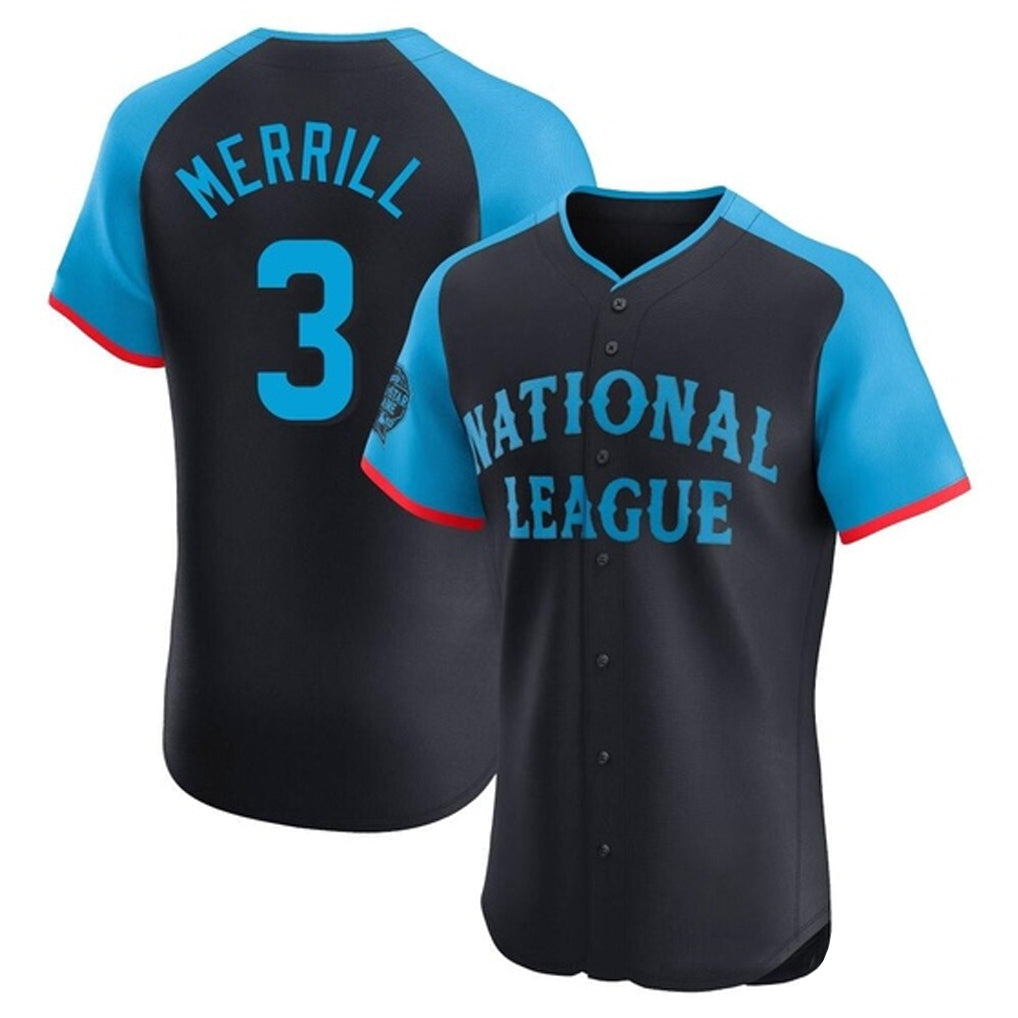 Silnrao S.Diego Padres #3 Jackson Merrill Player National League Navy All-Star Game Limited Elite Stitched Jerseys