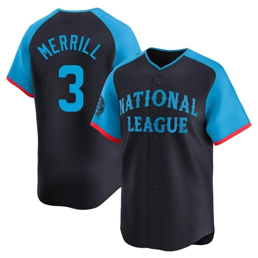 Silnrao S.Diego Padres #3 Jackson Merrill Player National League Navy All-Star Game Limited Stitched Jerseys