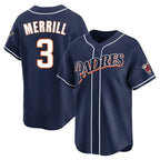 Silnrao S.Diego Padres #3 Jackson Merrill Player Navy Cooperstown Collection Limited Home Stitched Jerseys