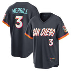 Silnrao S.Diego Padres #3 Jackson Merrill Player Obsidian 2026 City Connect Home Limited T-shirt Stitched Jerseys