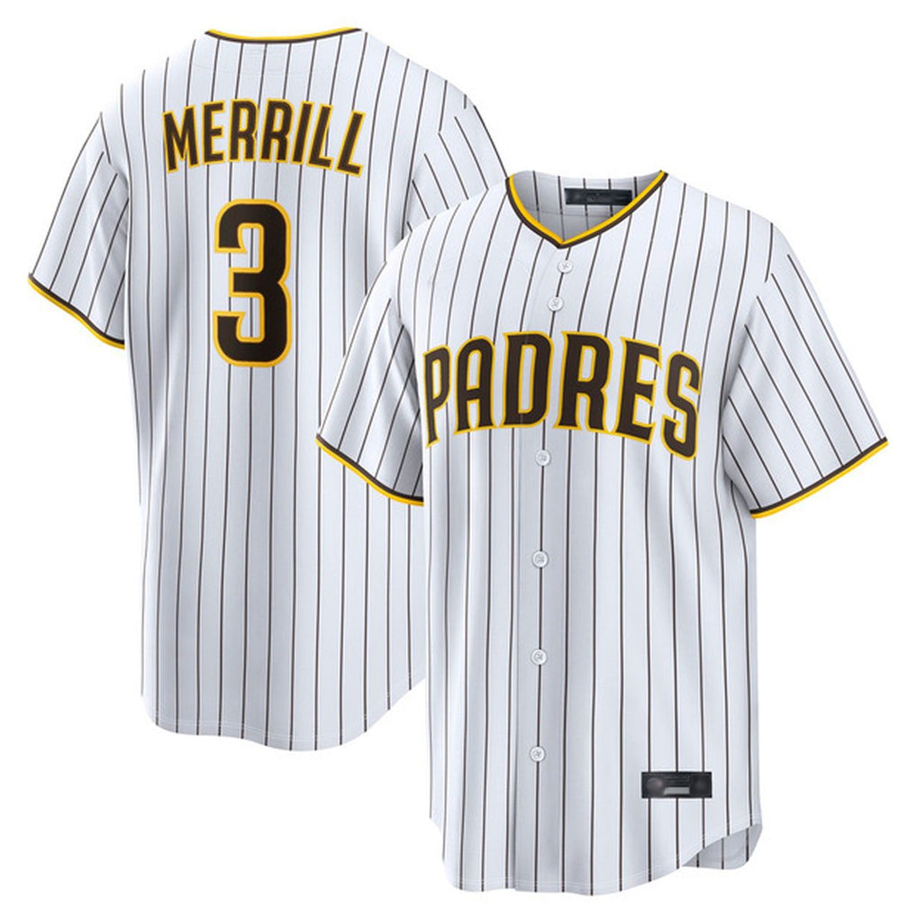 Silnrao S.Diego Padres #3 Jackson Merrill Player White Cooperstown Collection Home Game Stitched Jerseys