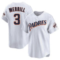 Silnrao S.Diego Padres #3 Jackson Merrill Player White Cooperstown Collection Limited Home Stitched Jerseys