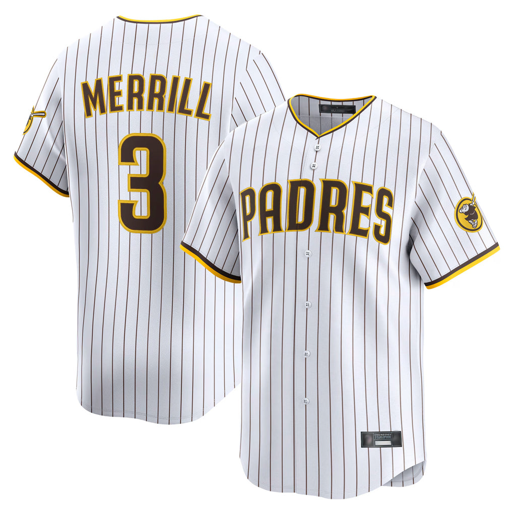 Silnrao S.Diego Padres #3 Jackson Merrill Player White Home Limited Stitched Jerseys