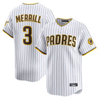 Silnrao S.Diego Padres #3 Jackson Merrill Player White Home Limited Stitched Jerseys
