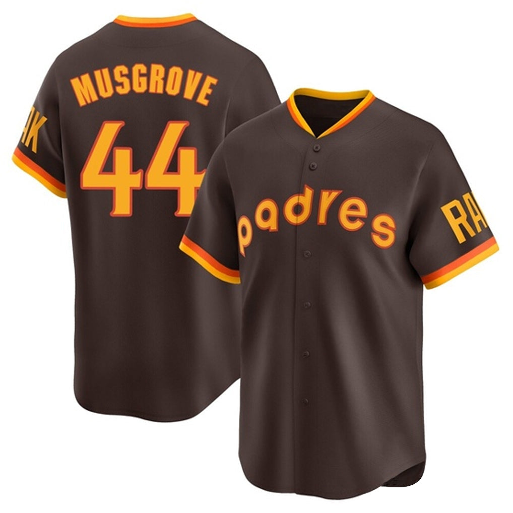 Silnrao S.Diego Padres #44 Joe Musgrove Player Brown Home Cooperstown Collection Replica Game Stitched Jerseys