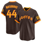 Silnrao S.Diego Padres #44 Joe Musgrove Player Brown Home Cooperstown Collection Replica Game Stitched Jerseys
