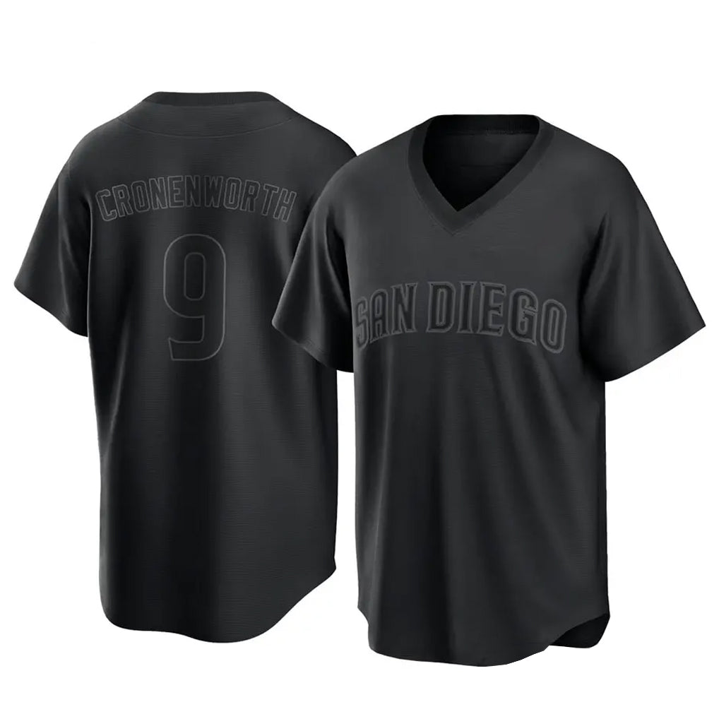 Silnrao S.Diego Padres #9 Jake Cronenworth Player Black Pitch Fashion Game T-shirt Stitched Jerseys