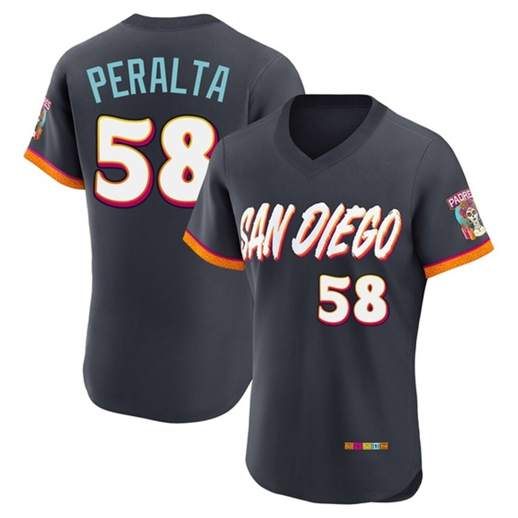 Silnrao S.Diego Padres #58 Wandy Peralta Player Obsidian 2026 City Connect Home Limited Elite T-shirt Stitched Jerseys