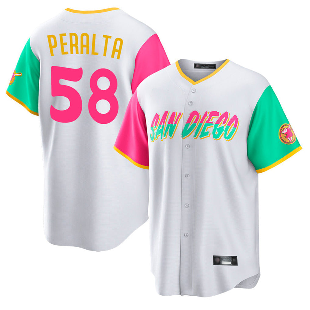 Silnrao S.Diego Padres #58 Wandy Peralta Player White City Connect Home Game Stitched Jerseys