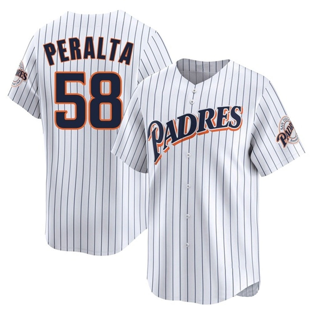 Silnrao S.Diego Padres #58 Wandy Peralta Player White Cooperstown Collection Limited Home Stitched Jerseys