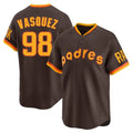 Silnrao S.Diego Padres #98 Randy Vasquez Player Brown Home Cooperstown Collection Replica Game Stitched Jerseys