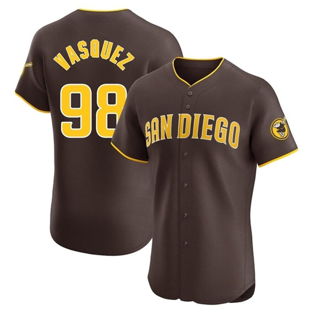 Silnrao S.Diego Padres #98 Randy Vasquez Player Brown Home Limited Elite Stitched Jerseys