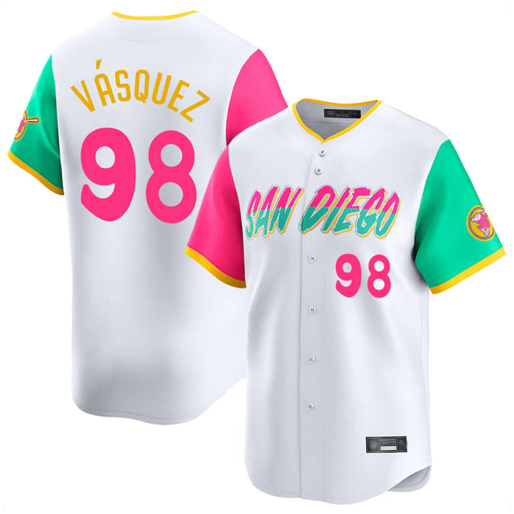 Silnrao S.Diego Padres #98 Randy Vasquez Player White City Connect Home Limited Stitched Jerseys