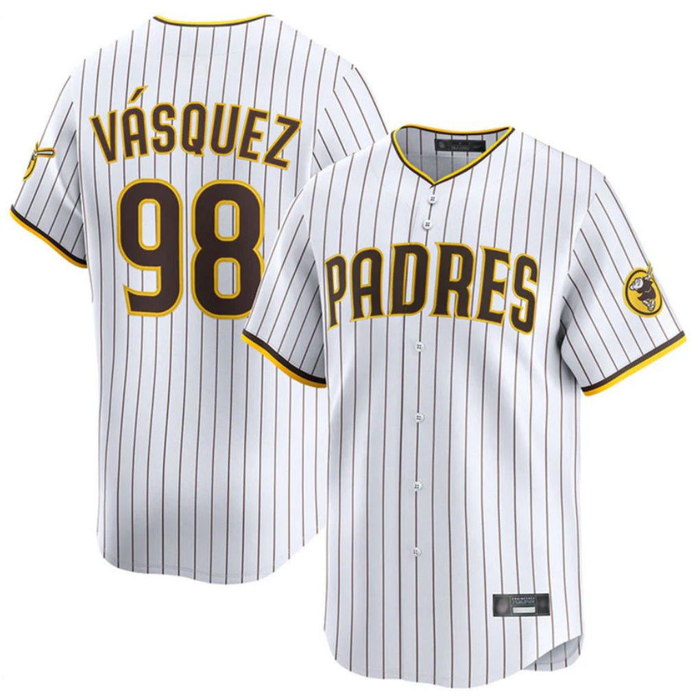 Silnrao S.Diego Padres #98 Randy Vasquez Player White Home Limited Stitched Jerseys