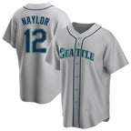 Silnrao S.Mariners #12 Josh Naylor Player Gray Home Game Stitched Jerseys
