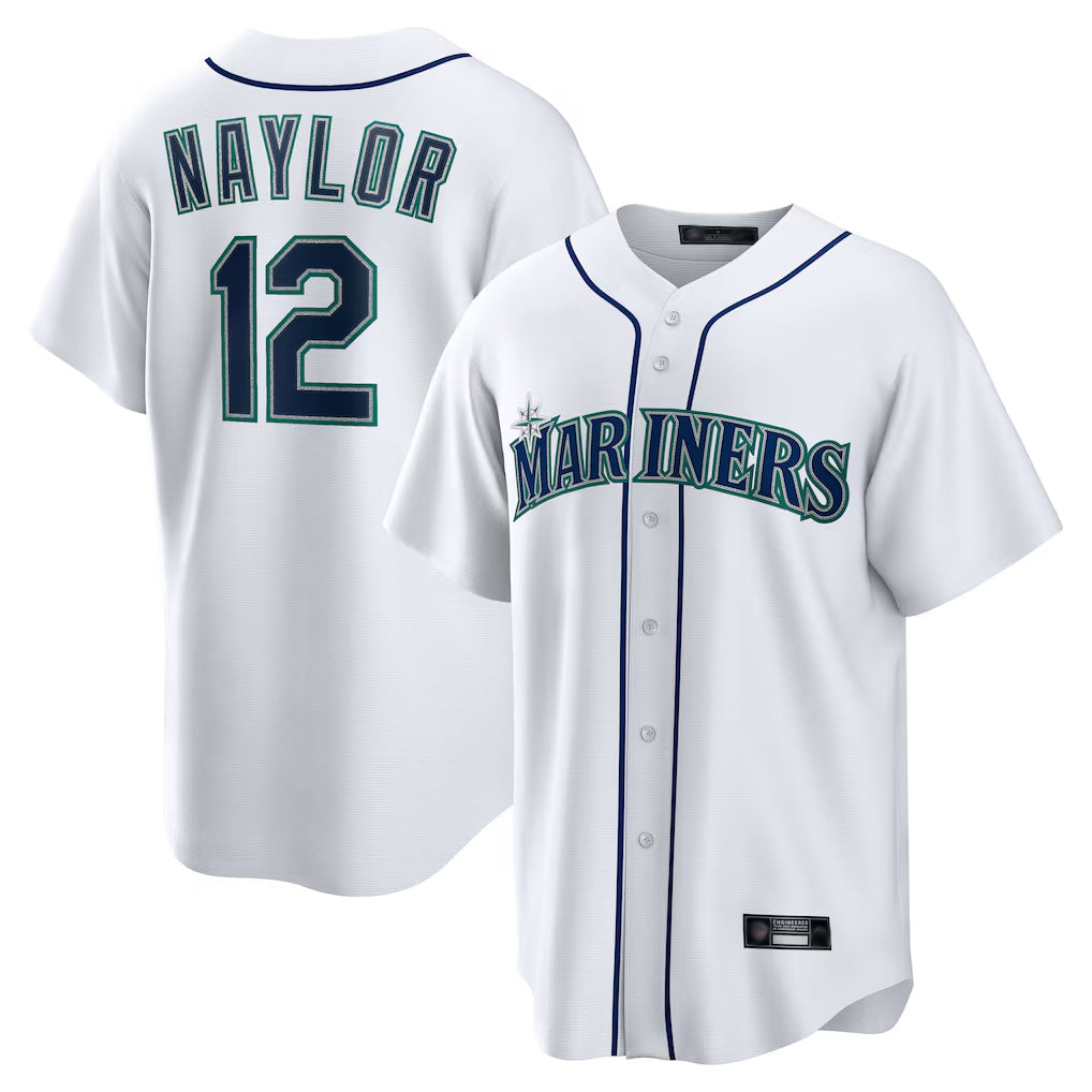 Silnrao S.Mariners #12 Josh Naylor Player White Home Game Stitched Jerseys