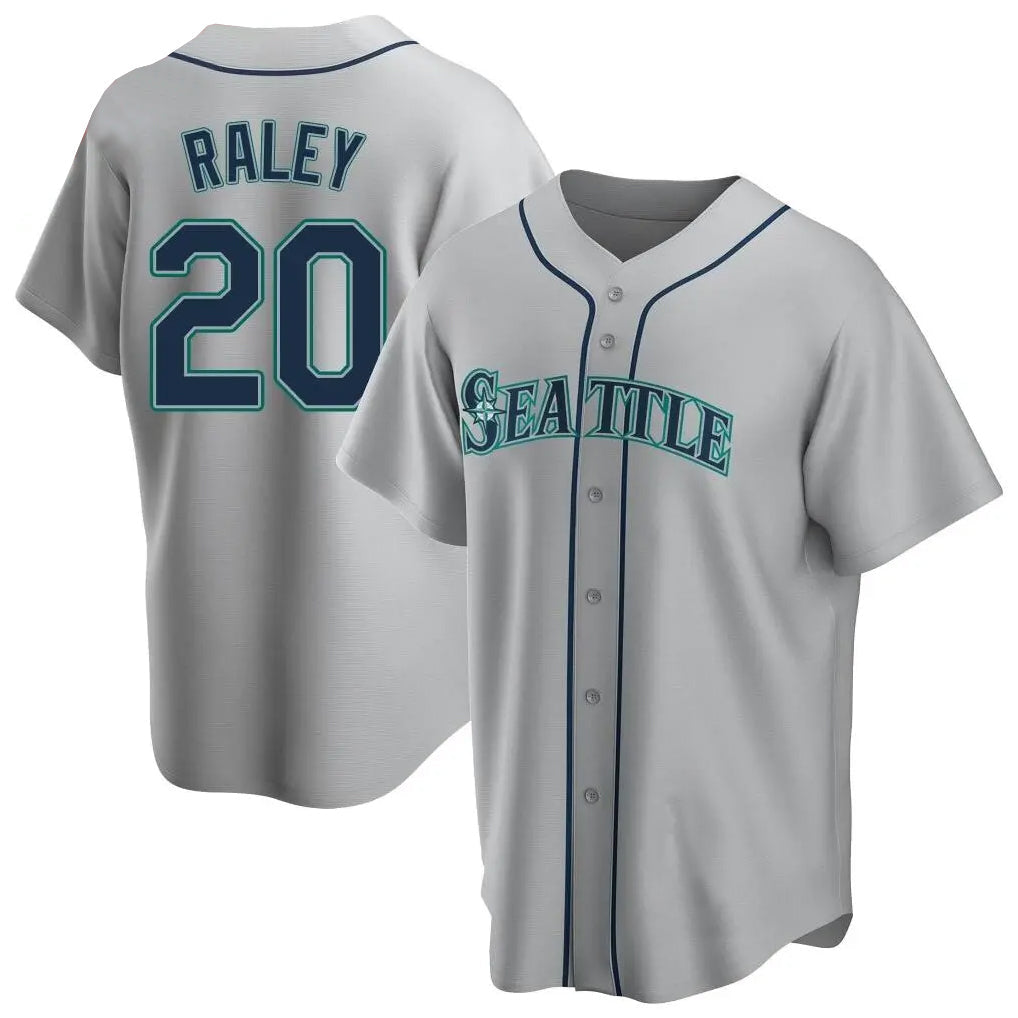 Silnrao S.Mariners #20 Luke Raley Player Gray Home Game Stitched Jerseys