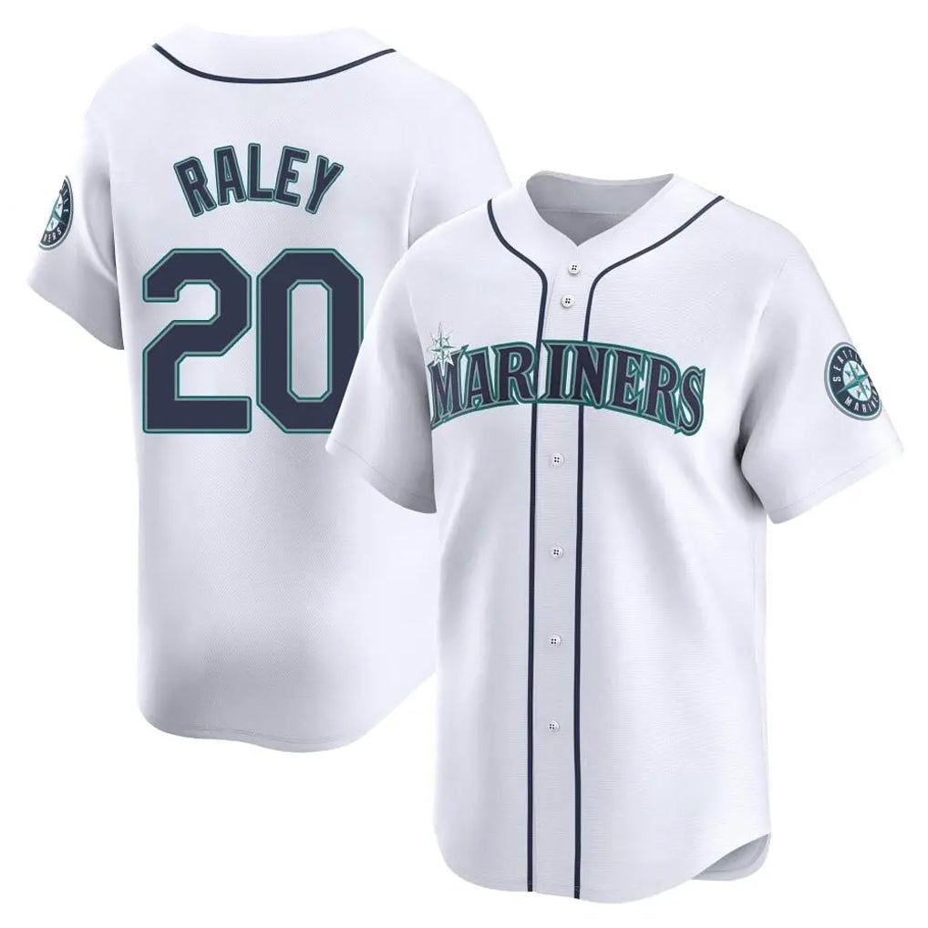 Silnrao S.Mariners #20 Luke Raley Player White Home Limited Stitched Jerseys