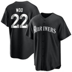 Silnrao S.Mariners #22 Bryan Woo Player Black Home Limited Stitched Jerseys