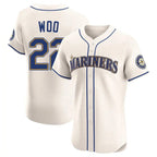 Silnrao S.Mariners #22 Bryan Woo Player Cream Home Limited Elite Stitched Jerseys