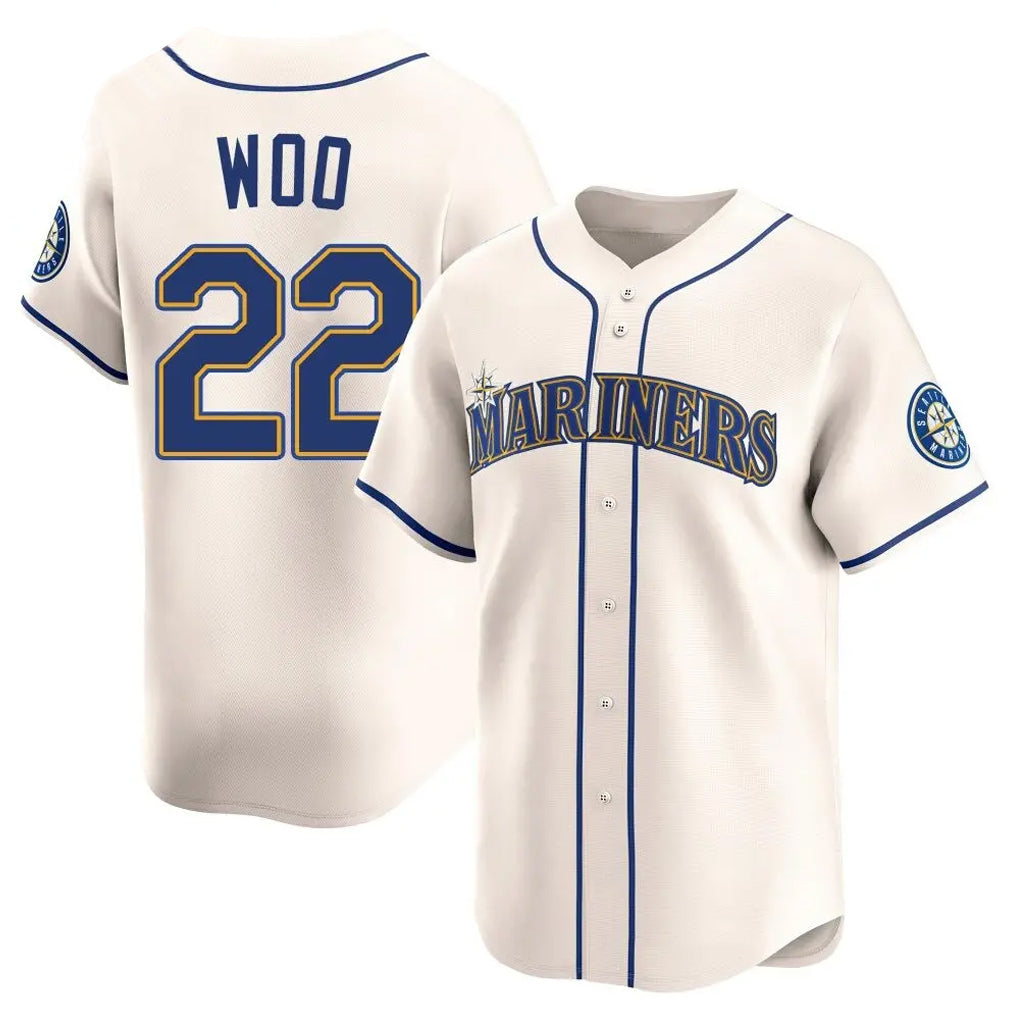 Silnrao S.Mariners #22 Bryan Woo Player Cream Home Limited Stitched Jerseys