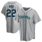 Silnrao S.Mariners #22 Bryan Woo Player Gray Home Game Stitched Jerseys