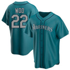 Silnrao S.Mariners #22 Bryan Woo Player Teal Home Game Stitched Jerseys