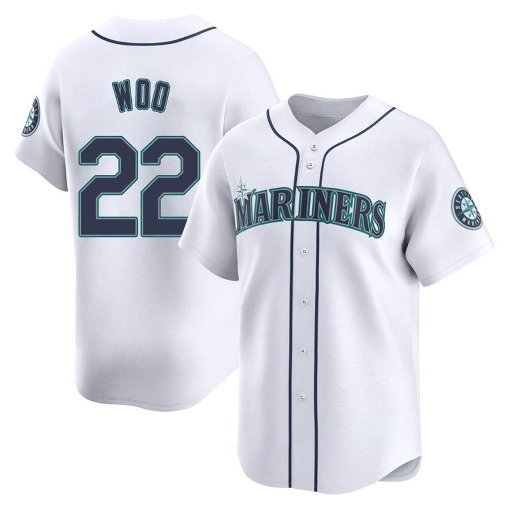 Silnrao S.Mariners #22 Bryan Woo Player White Home Limited Stitched Jerseys