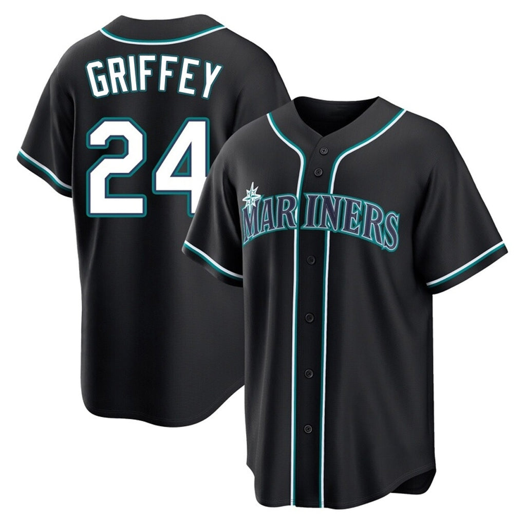 Silnrao S.Mariners #24 Ken Griffey Jr Player Black Fashion Home Limited Stitched Jerseys