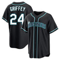 Silnrao S.Mariners #24 Ken Griffey Jr Player Black Fashion Home Limited Stitched Jerseys