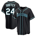 Silnrao S.Mariners #24 Ken Griffey Jr Player Black Fashion Home Limited Stitched Jerseys